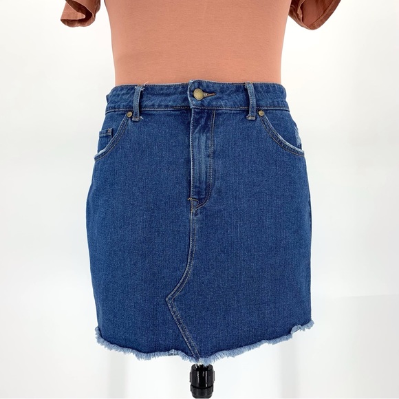 Roxy Icon Blue Denim Raw Edge Mini Skirt, XL - Picture 2 of 16